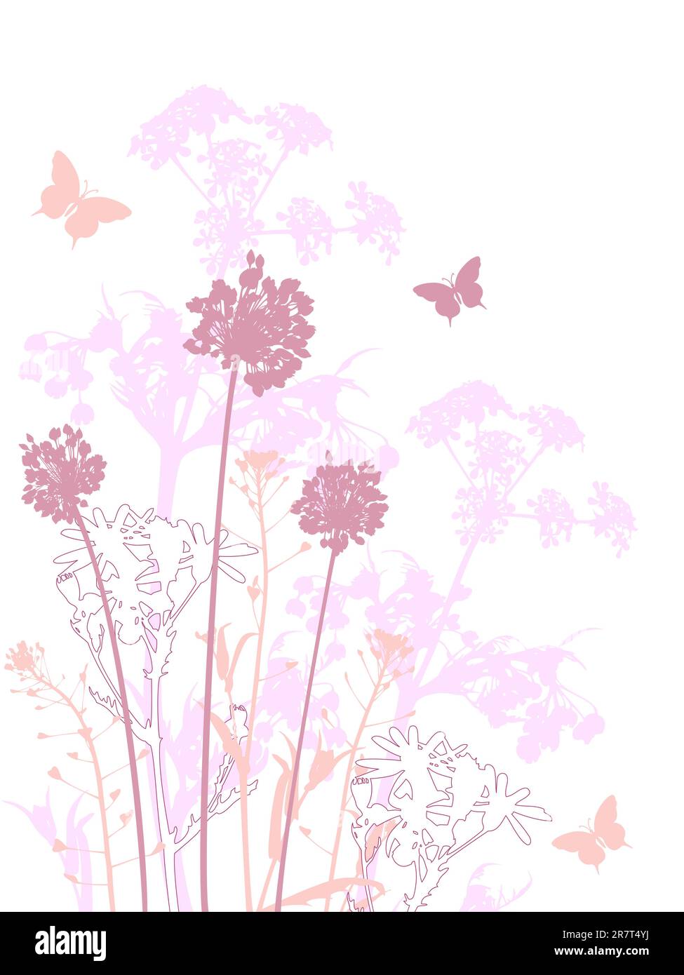 Sfondo floreale con fiori di colore rosa Illustrazione Vettoriale
