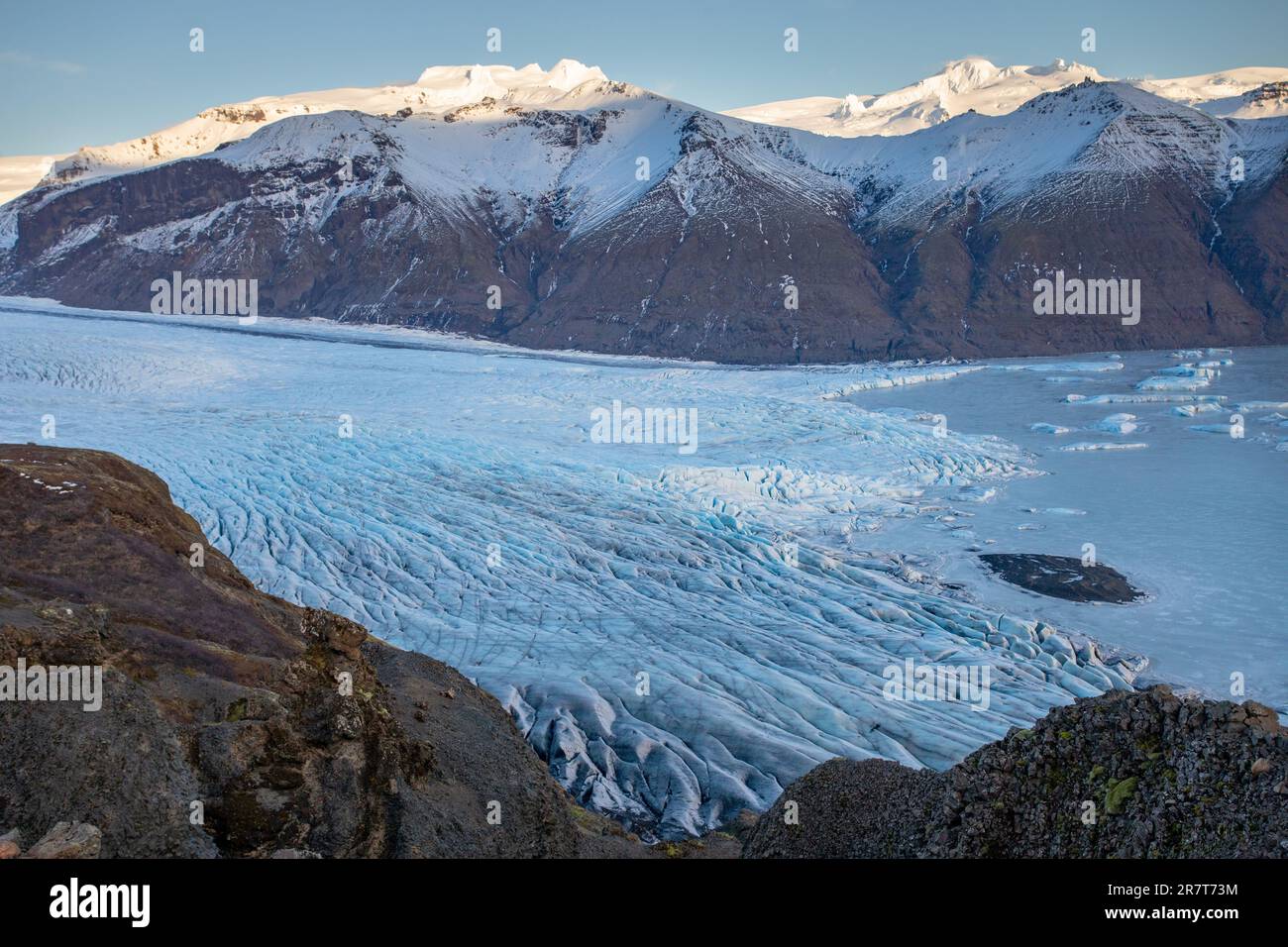 Ghiacciaio Skaftafell, Austurland, Islanda Foto Stock