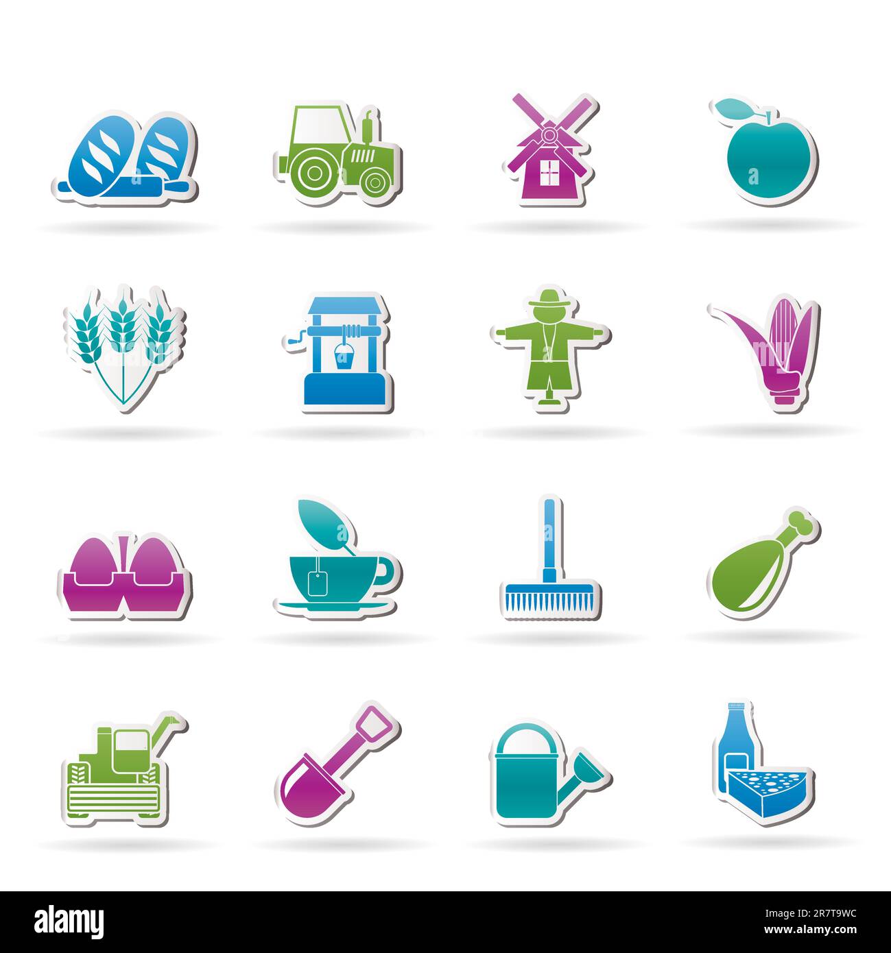 Agricoltura e allevamento icone - vettore icona impostare Illustrazione Vettoriale