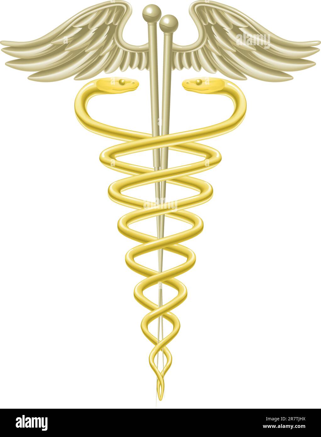 Un medico caduceo con aghi di agopuntura per agopuntura tradizionale medicina alternativa. Illustrazione Vettoriale