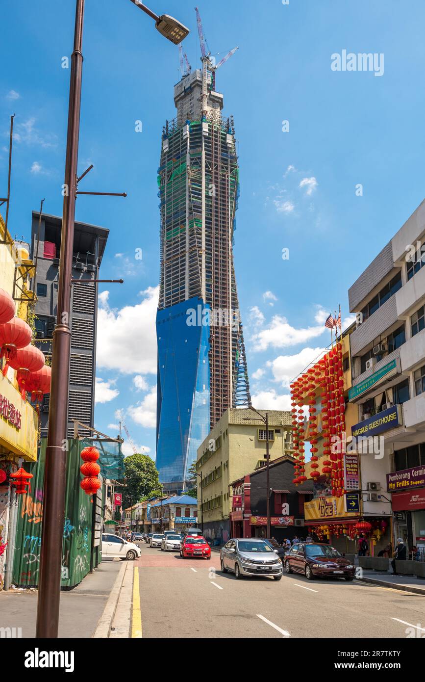 La Torre Merdeka PNB 118 è in costruzione nella capitale malese di Kuala Lumpur. Al termine, la torre sarà l'edificio più alto Foto Stock