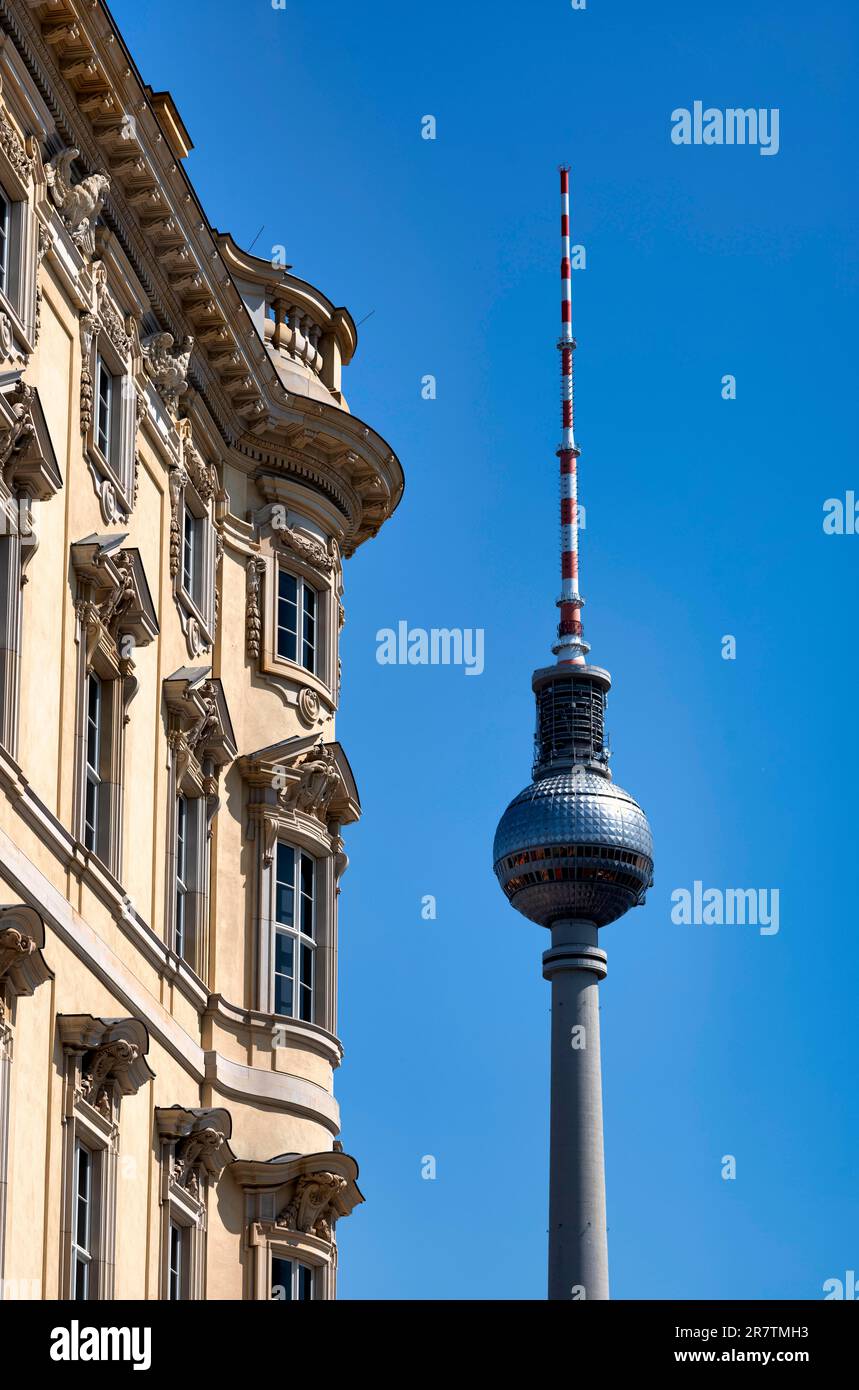 Humboldt Forum, Palazzo della Città, Castello di Berlino, Alex TV Tower, Berlino, Germania Foto Stock