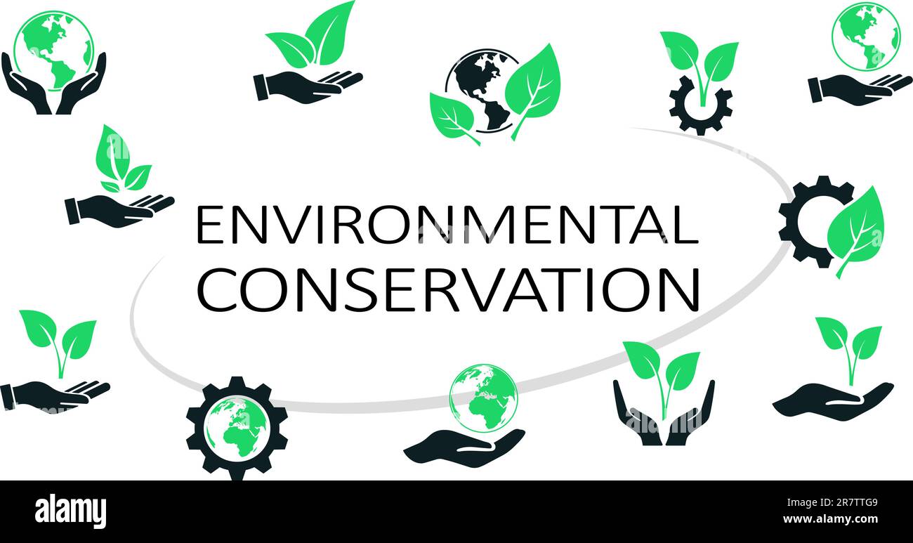 Insieme di icone di conservazione ambientale come strategia ESG Concept Illustrazione Vettoriale