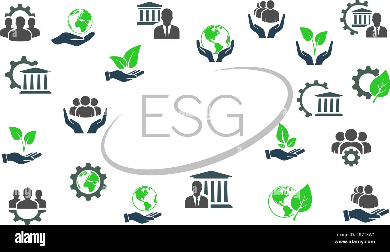 Set di icone ESG Concept - ambiente, sociale e Governance Illustrazione Vettoriale