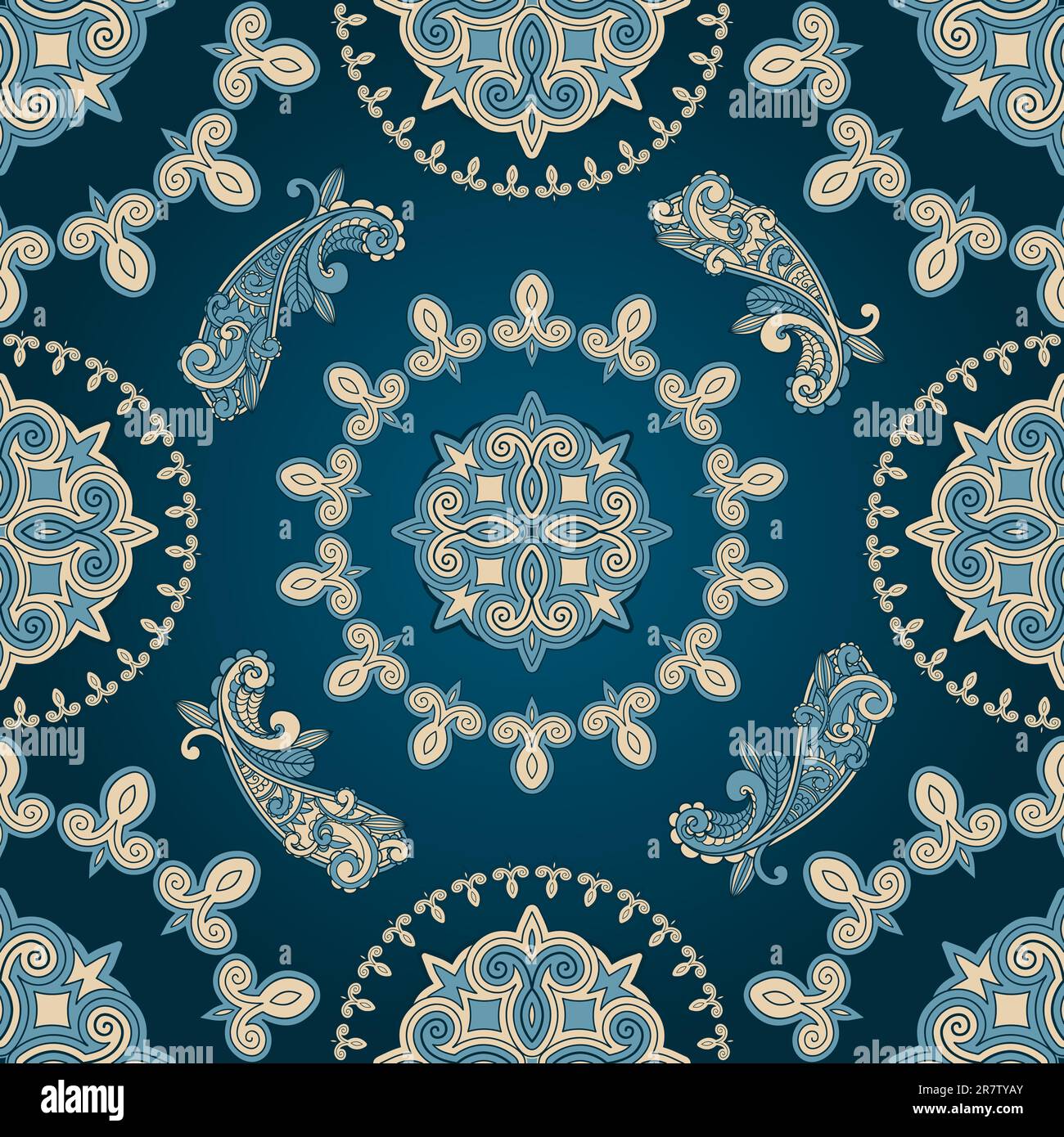 Vector seamless pattern paisley in blu Illustrazione Vettoriale