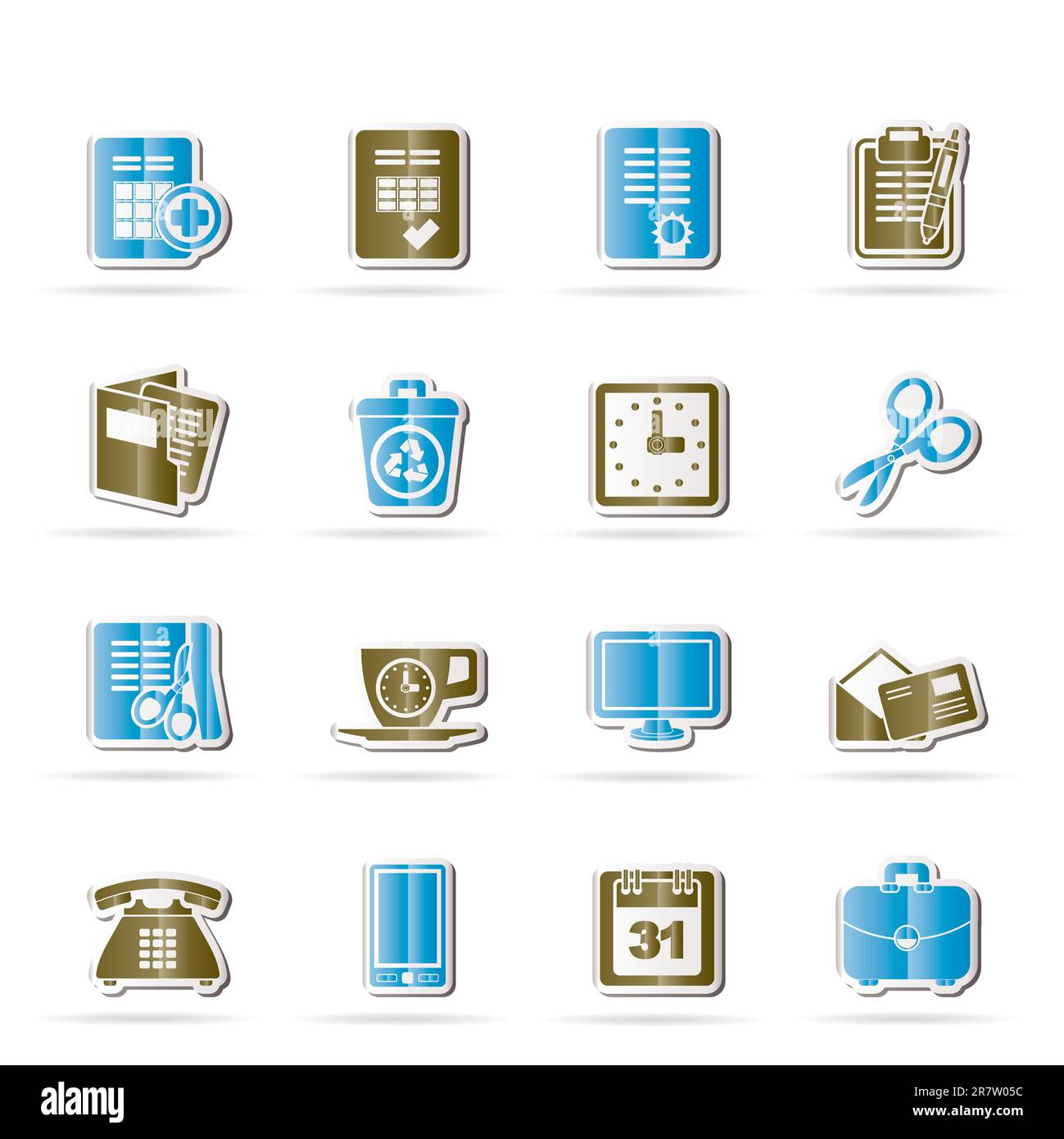 Business e Office tools icone - vettore icona impostare Illustrazione Vettoriale