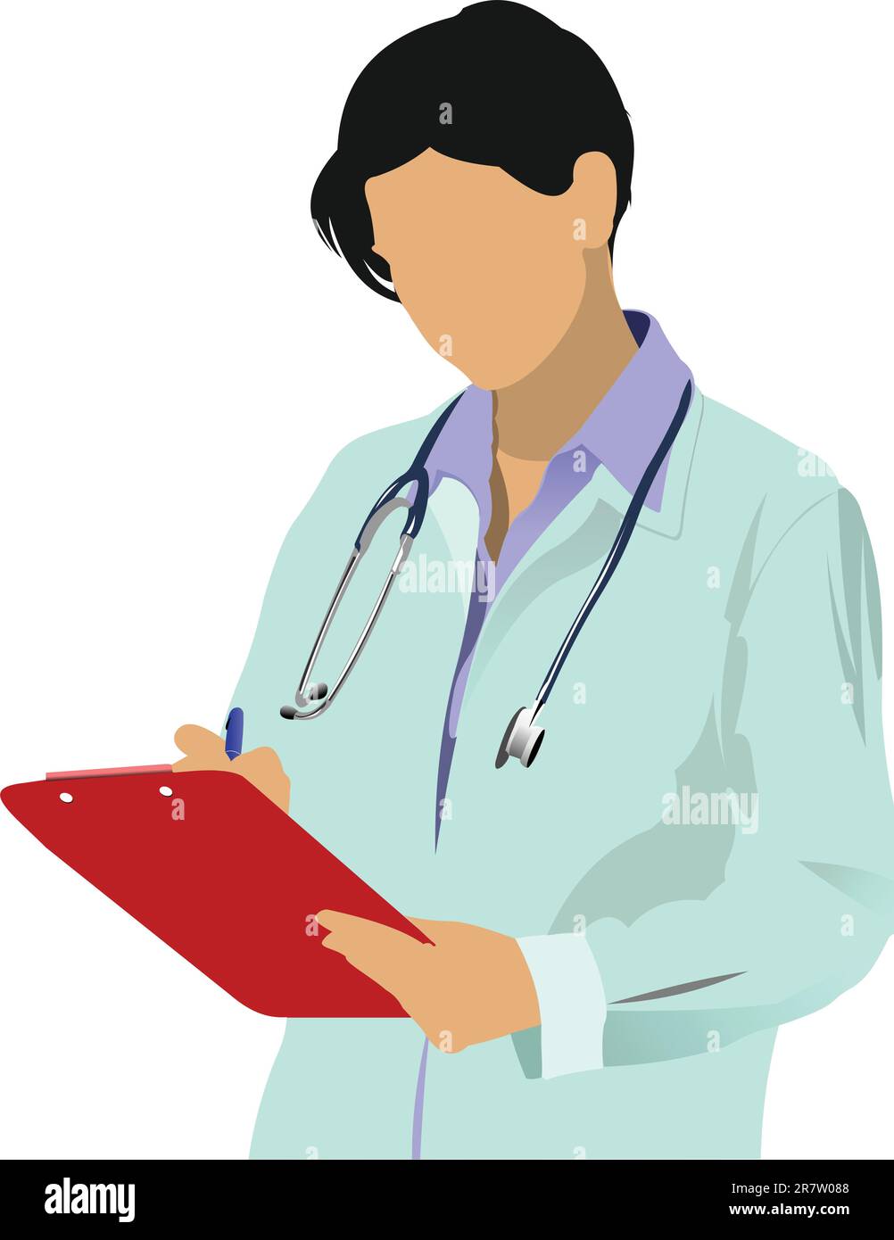 Medico con stetoscopio su sfondo bianco. Illustrazione Vettoriale Illustrazione Vettoriale