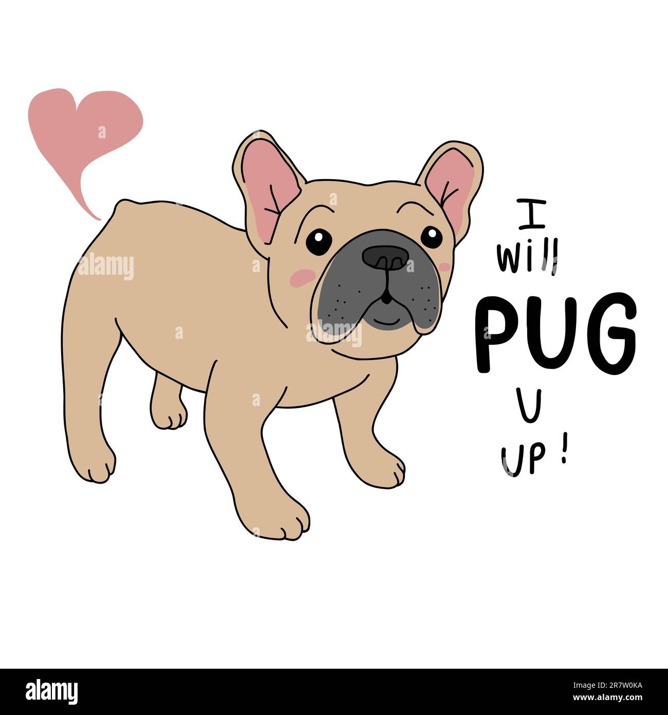 Pug dog , ti farò fare un cartoni animati Illustrazione Vettoriale