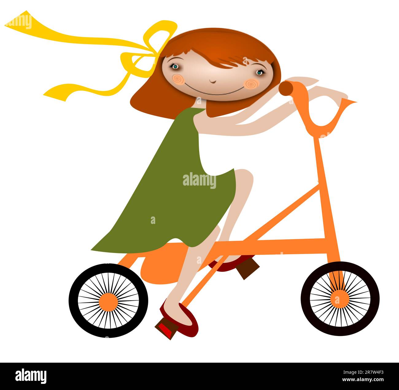 Illustrazione di una ragazza in bicicletta Illustrazione Vettoriale