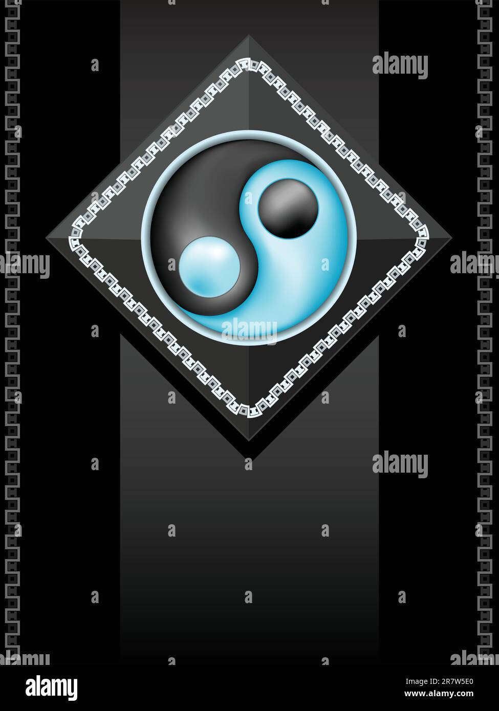 Sfondo con simbolo est yin yang in una mesh vettoriale Illustrazione Vettoriale