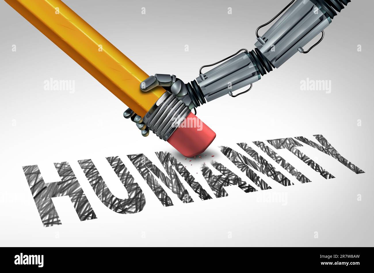 Impatto dell'intelligenza artificiale sull'umanità e i cambiamenti causati dalle tecnologie basate sull'intelligenza artificiale o dall'intelligenza artificiale che prendono il posto di lavoro e rivoluzionano i settori Foto Stock