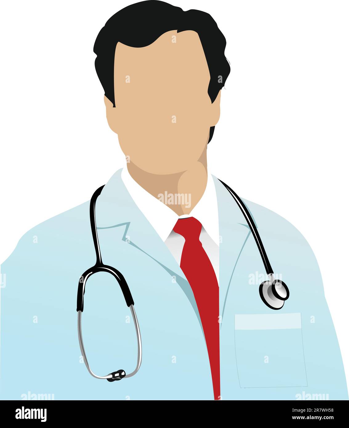 Medico con stetoscopio su sfondo bianco. Illustrazione Vettoriale Illustrazione Vettoriale