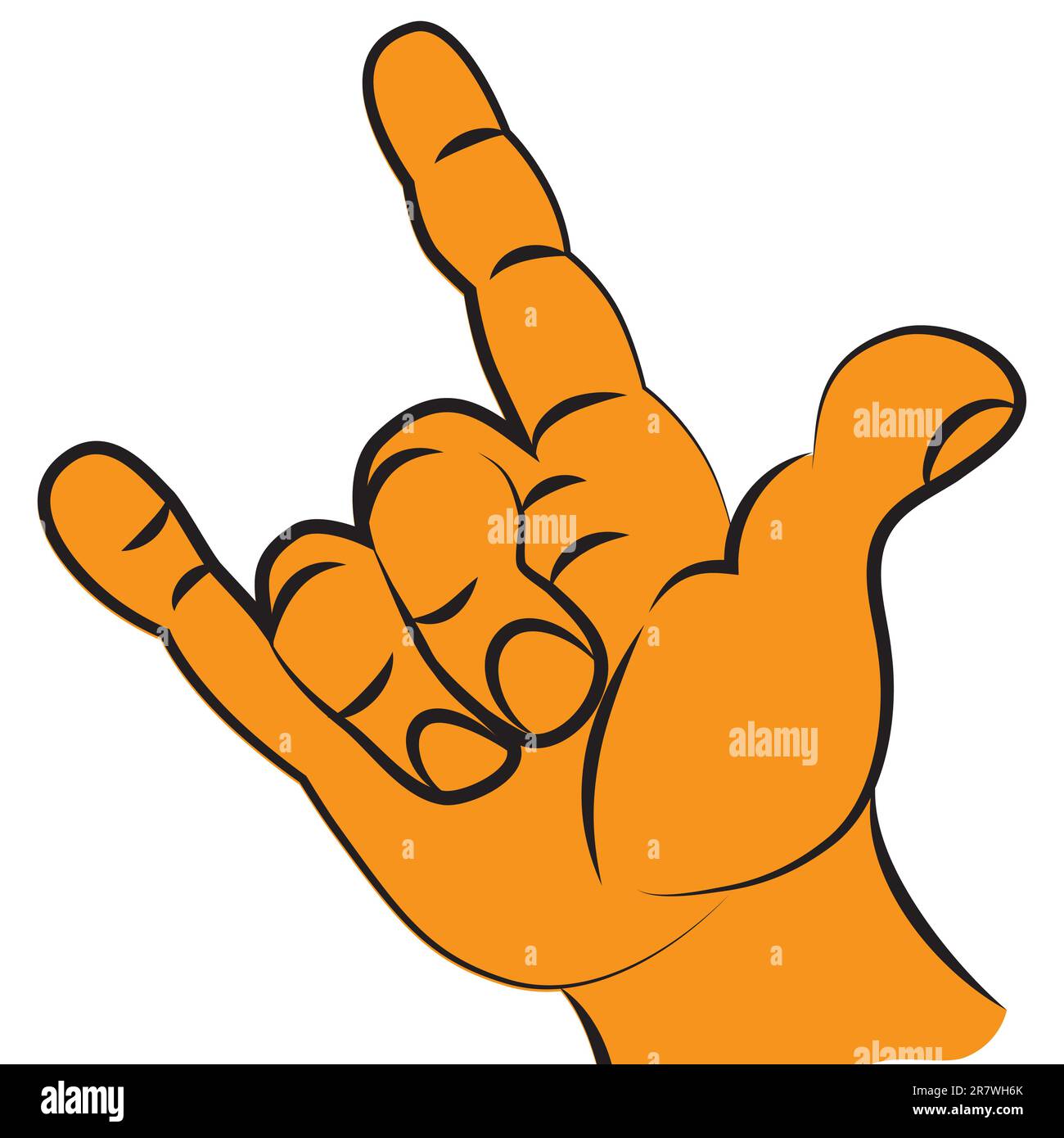 La mano del pugno della vittoria teneva alto due dita per protestare o gesto simbolo della musica rock . Illustrazione Vettoriale