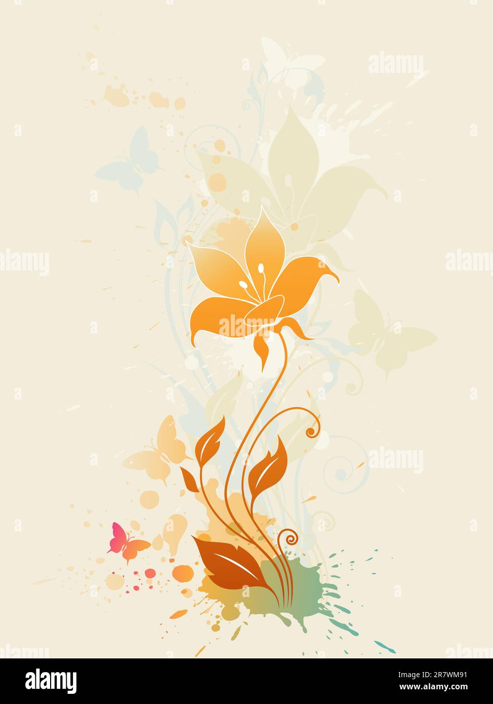 Abstract sfondo floreale con blot e fiori Illustrazione Vettoriale