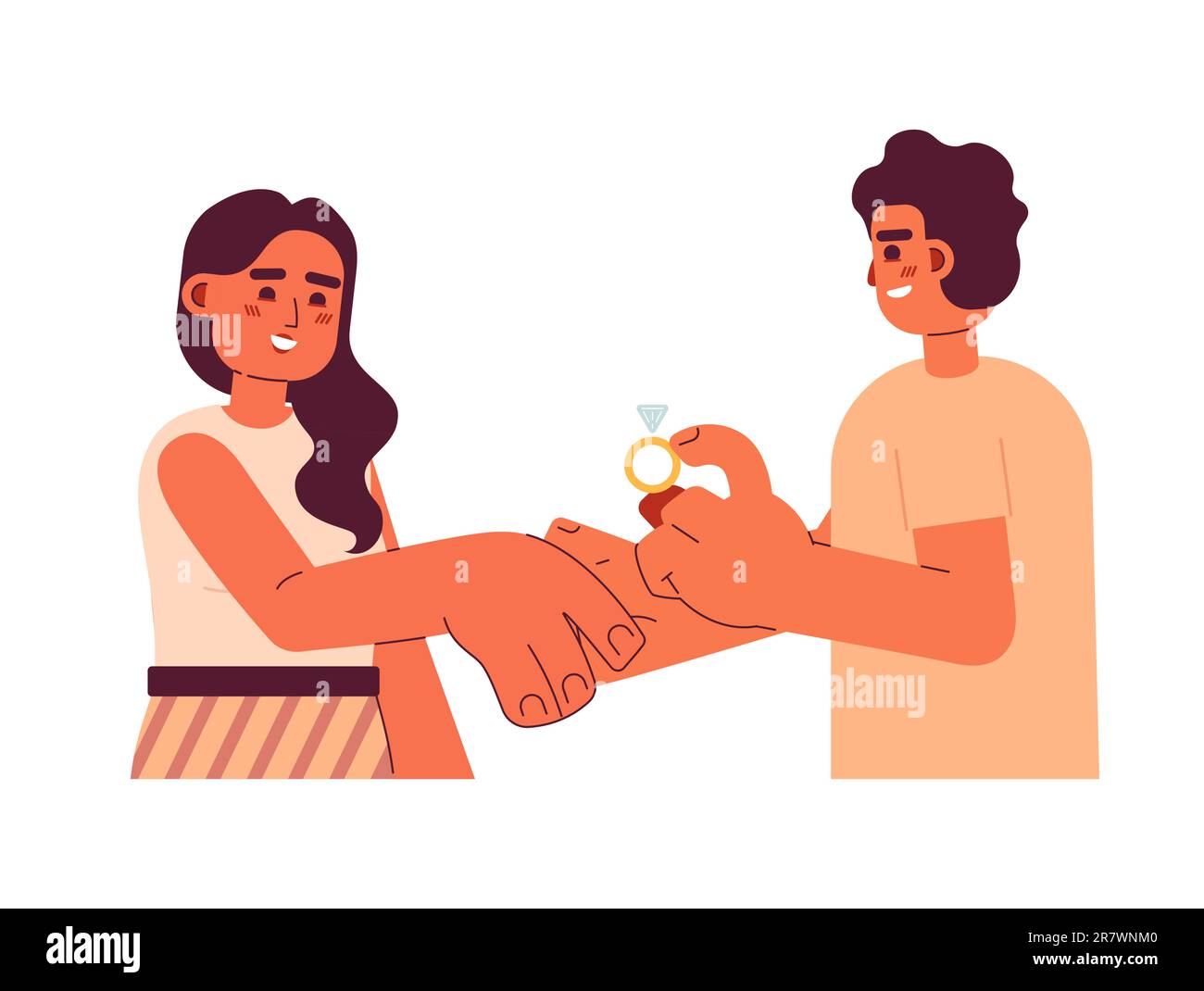 Romantico matrimonio proposta piano concetto vettore spot illustrazione Illustrazione Vettoriale