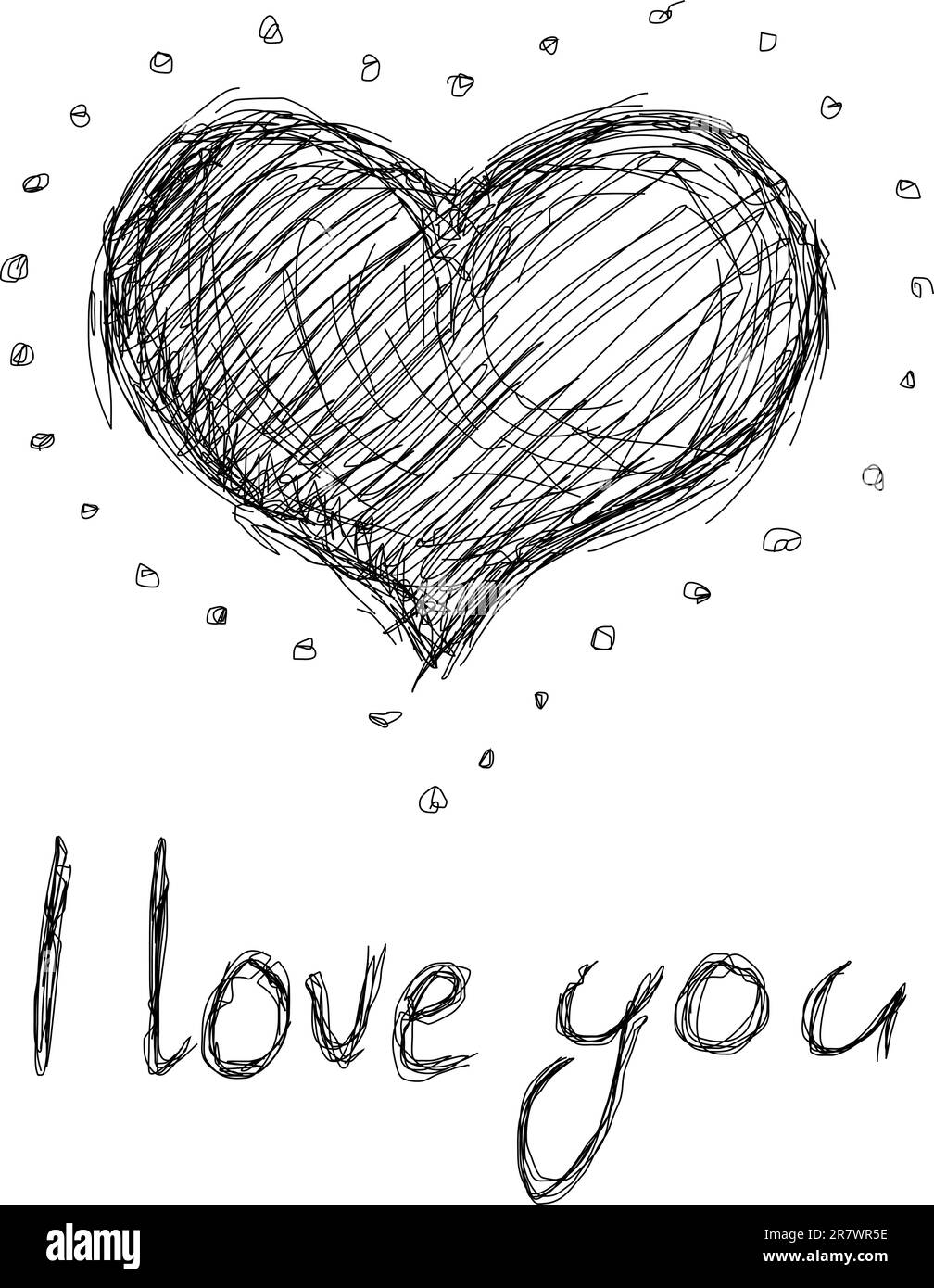 Ti amo - il cuore di putline con motivi di bellezza. Illustrazione Vettoriale