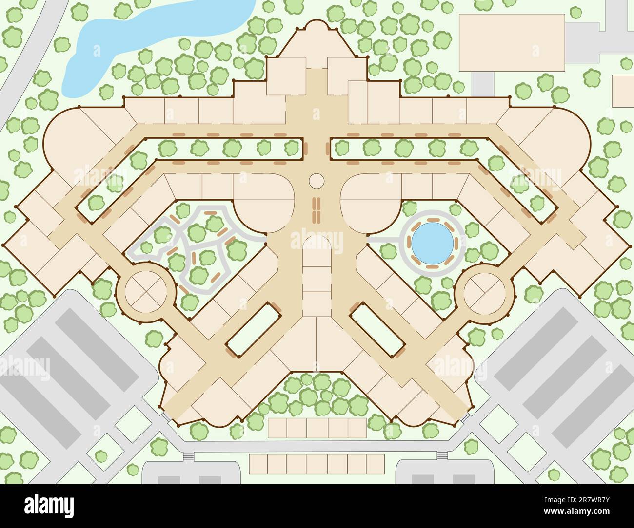 Illustrazione vettoriale modificabile di una mappa generica del centro commerciale senza etichetta Illustrazione Vettoriale