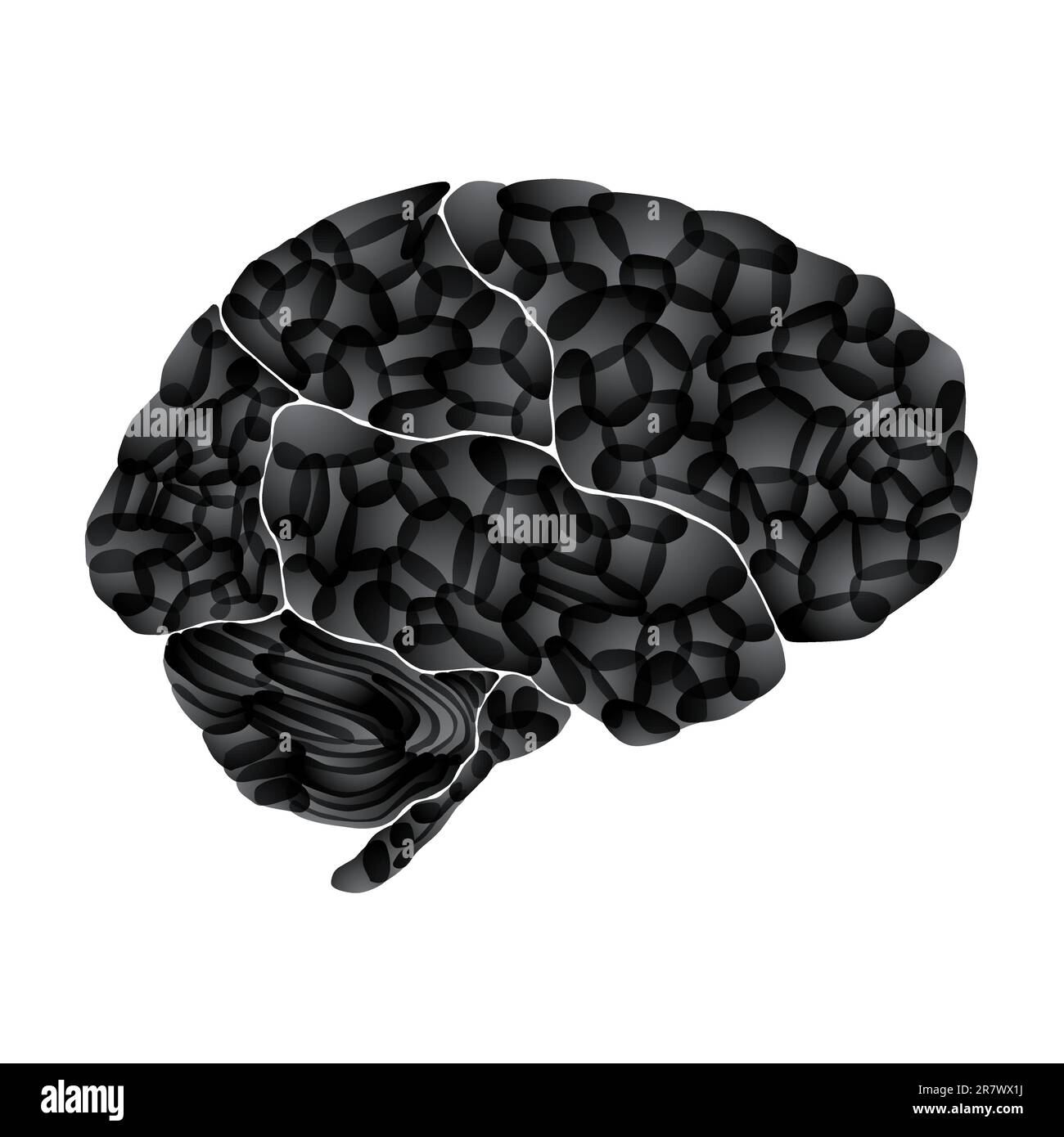cervello umano, pensieri oscuri, sfondo astratto vettoriale Illustrazione Vettoriale