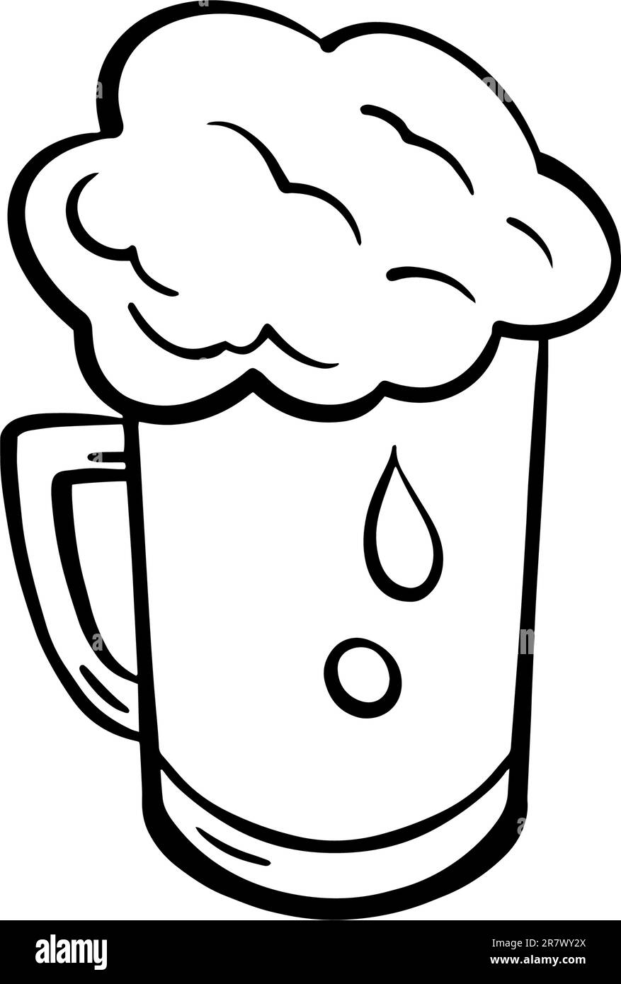 Bicchiere di birra isolato su sfondo bianco, disegno a mano. Illustrazione con incisione Vector vintage Illustrazione Vettoriale