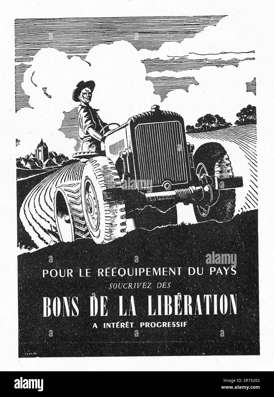 Bons de la Liberation - Pour le reequipment du Pays- intérêt progressif - annuncio in una rivista francese marzo 1947 Foto Stock