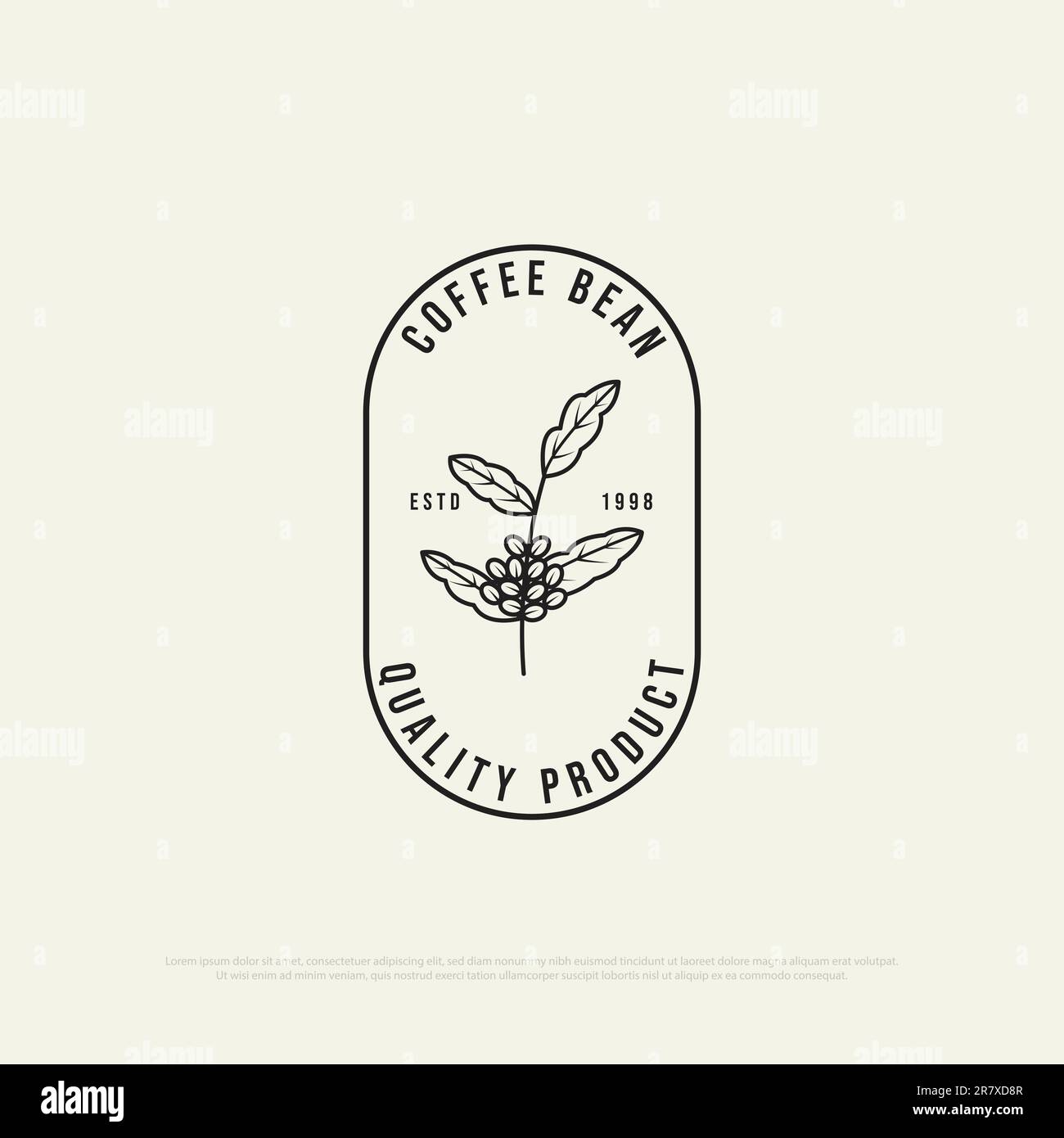 Logo minimalista di caffè in grani vettore di design, il meglio per il prodotto di qualità del marchio di Coffee shop logo, cibo e bevande ecc Illustrazione Vettoriale