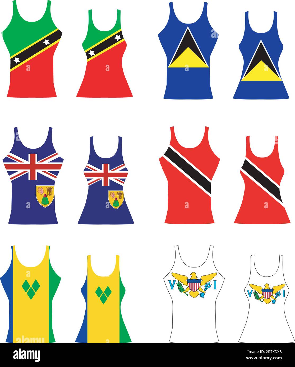 Vettore di llustration Caraibi Canotte per uomini e donne. Illustrazione Vettoriale