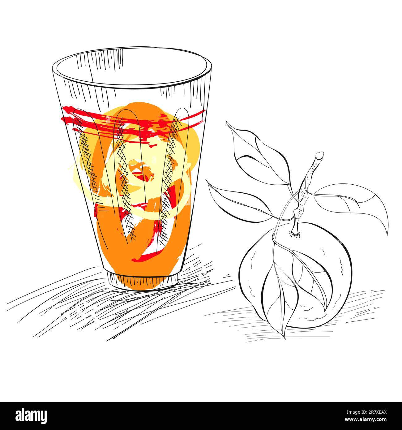 Bicchiere di succo di mandarino fresco Illustrazione Vettoriale