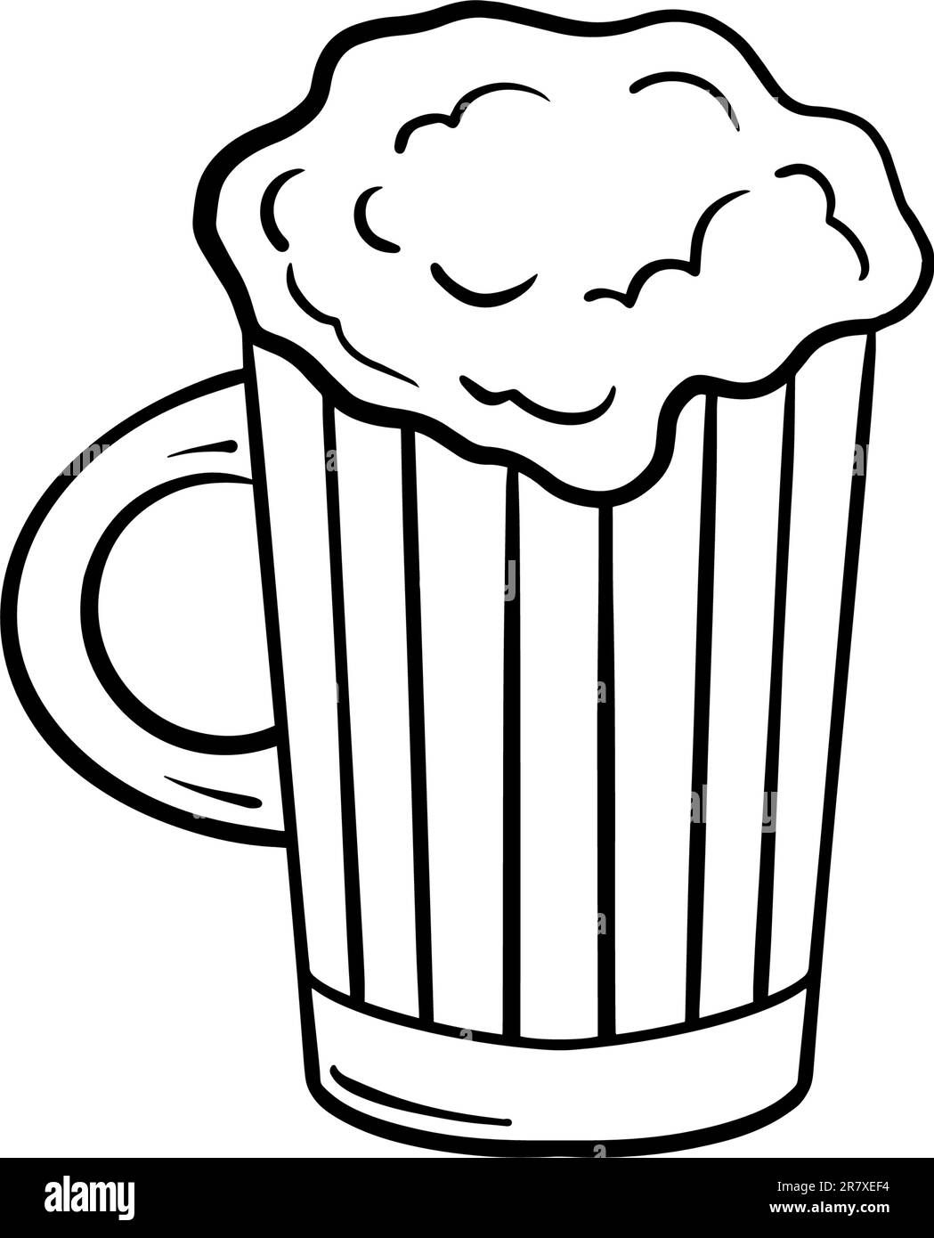 Bicchiere di birra isolato su sfondo bianco, disegno a mano. Illustrazione con incisione Vector vintage Illustrazione Vettoriale