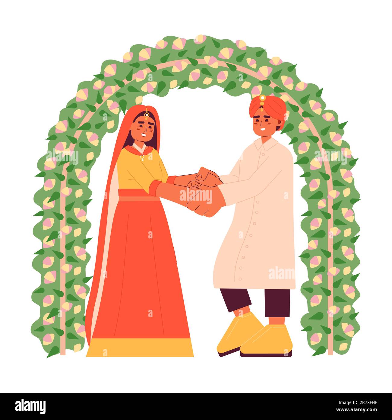 Indù matrimonio piano concetto vettore spot illustrazione Illustrazione Vettoriale
