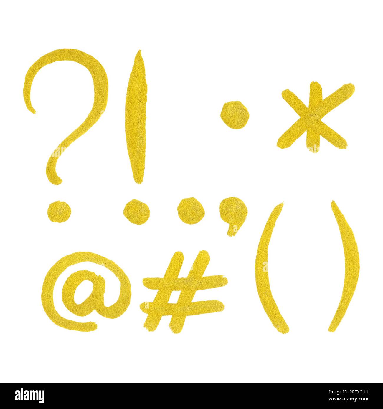 Simbolo insieme segno di punteggiatura oro scrittura dorata tipografia isolato. Foto Stock