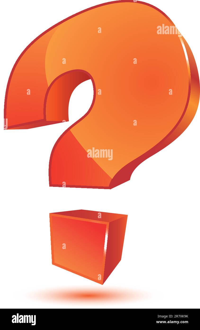Punto interrogativo 3d arancione Illustrazione Vettoriale