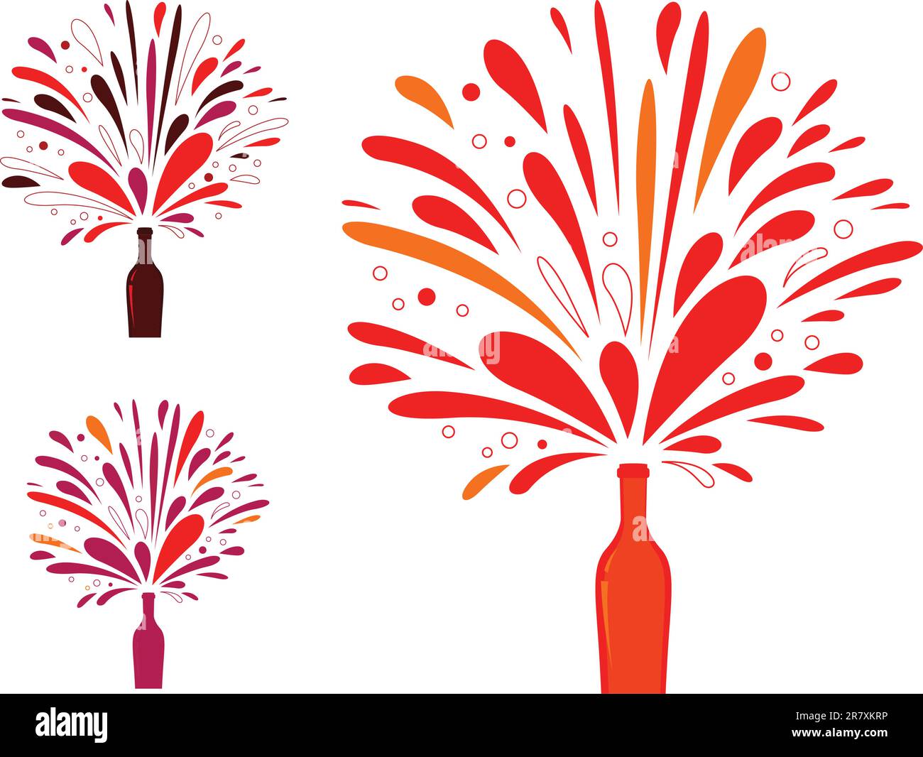 Collezione di vini retrò dai colori vivaci isolati sul bianco. Illustrazione vettoriale. Illustrazione Vettoriale