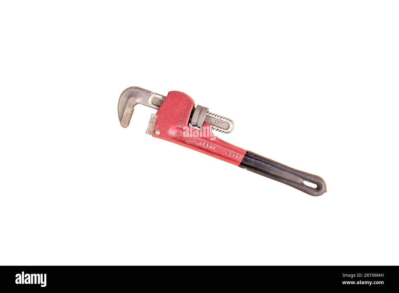 Chiave a tubo rossa isolata su sfondo bianco Foto Stock