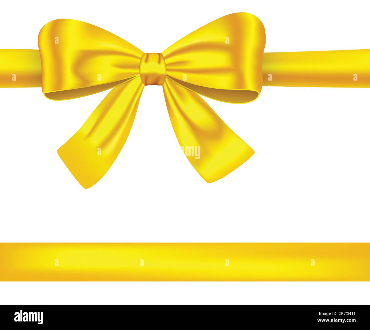 Nastri regalo in raso dorato con fiocco di lusso per decorazioni. Illustrazione vettoriale Illustrazione Vettoriale