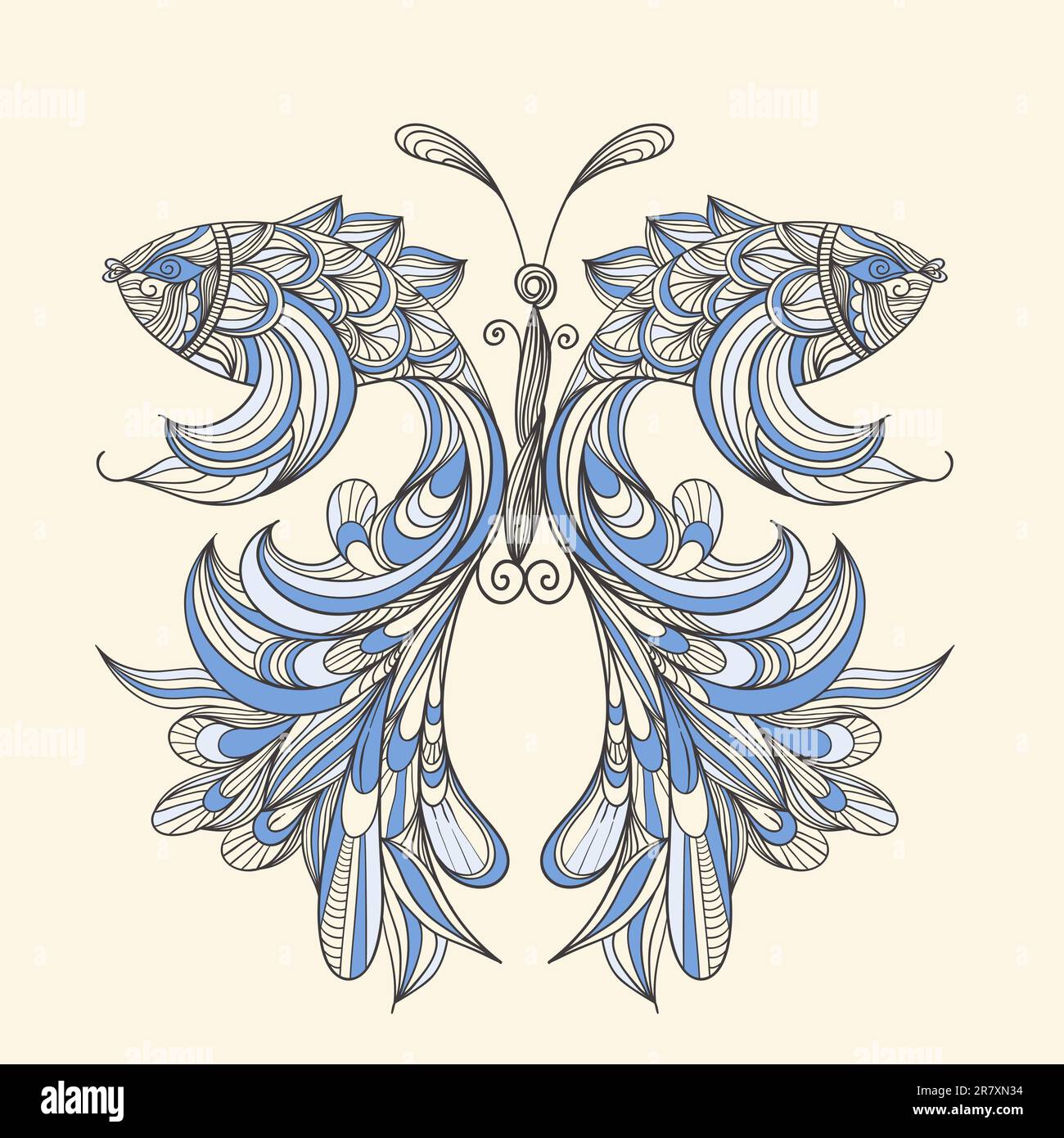 farfalla di concetto vettoriale con ali - pesci, pesci possono essere utilizzati separatamente Illustrazione Vettoriale