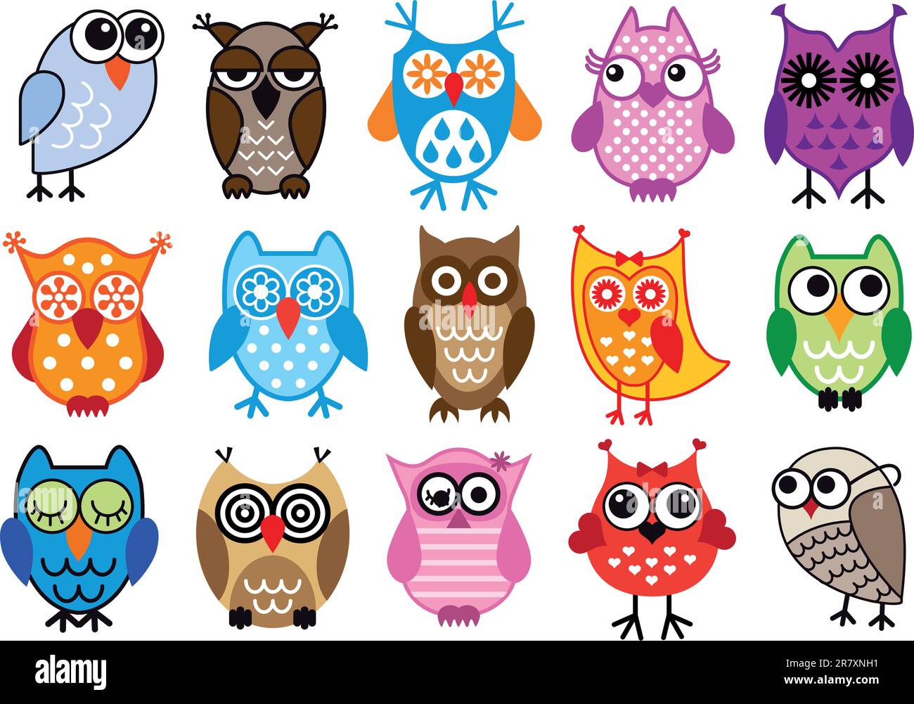 set di gufi colorati, illustrazione vettoriale Illustrazione Vettoriale set di gufi colorati, illustrazione vettoriale Illustrazione Vettoriale