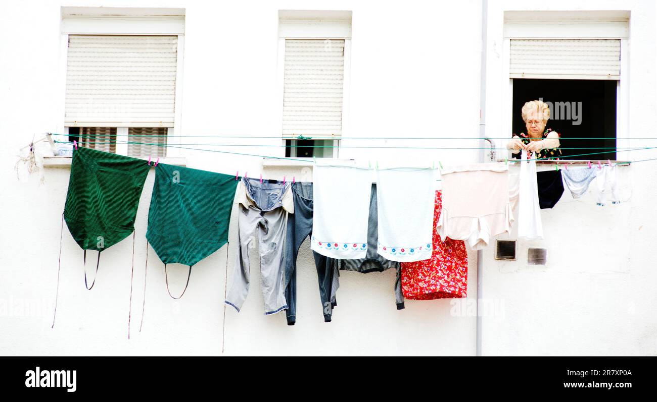 Appendere il bucato Foto Stock