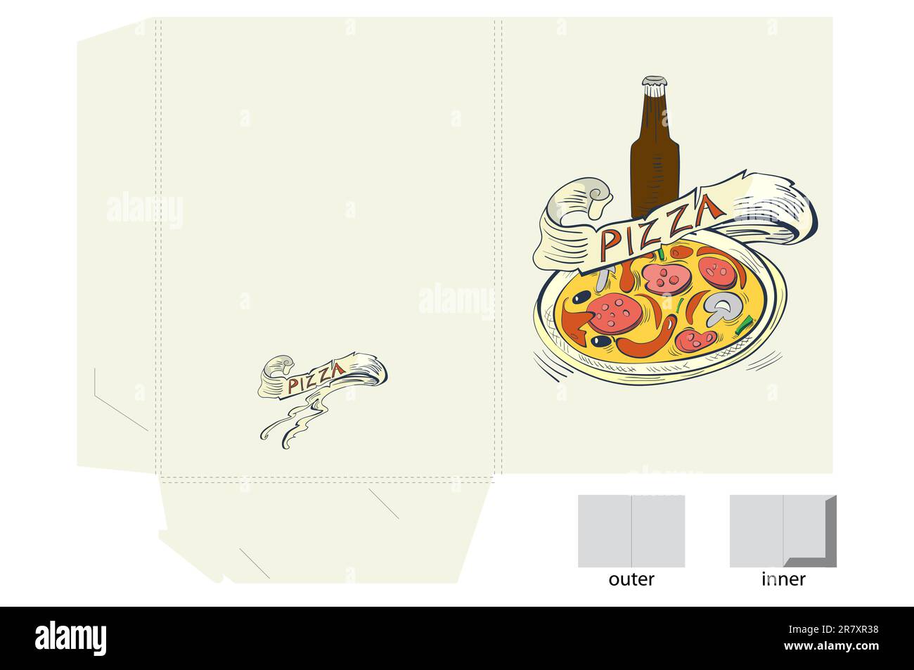 Modello per cartella con pizza Illustrazione Vettoriale