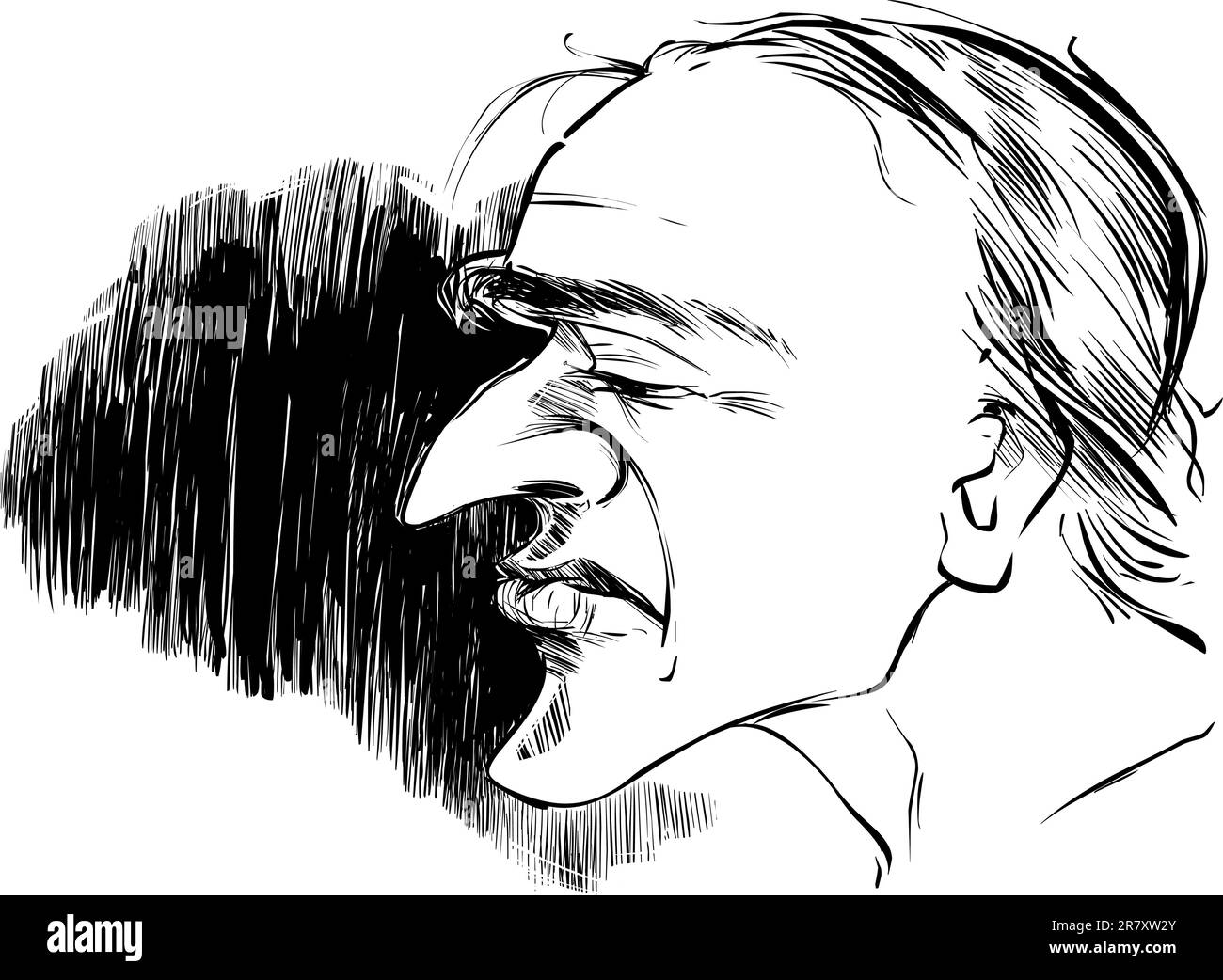 Disegno illustrativo dell uomo con grande naso Illustrazione Vettoriale
