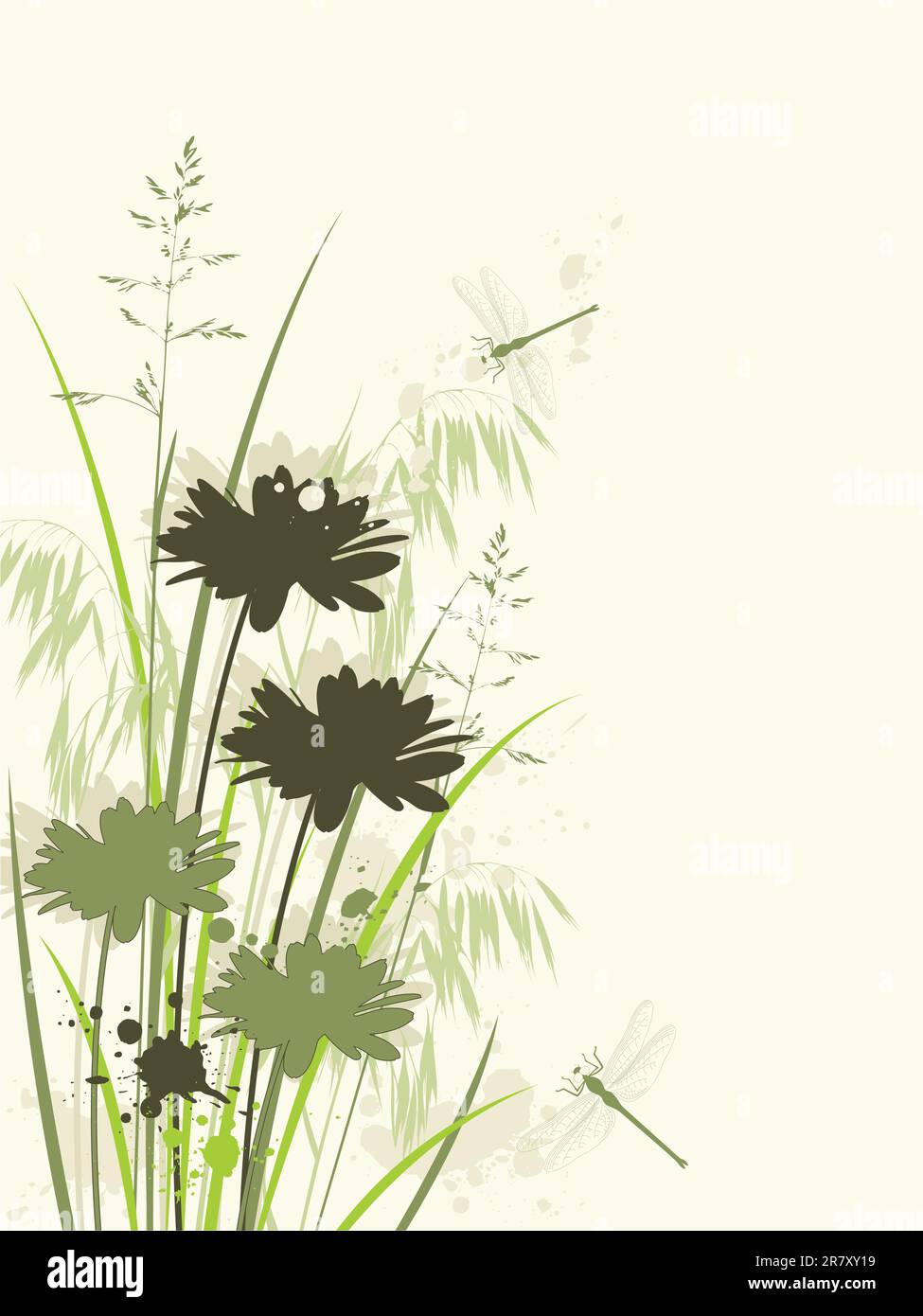 sfondo floreale verde vettoriale con camomilla Illustrazione Vettoriale