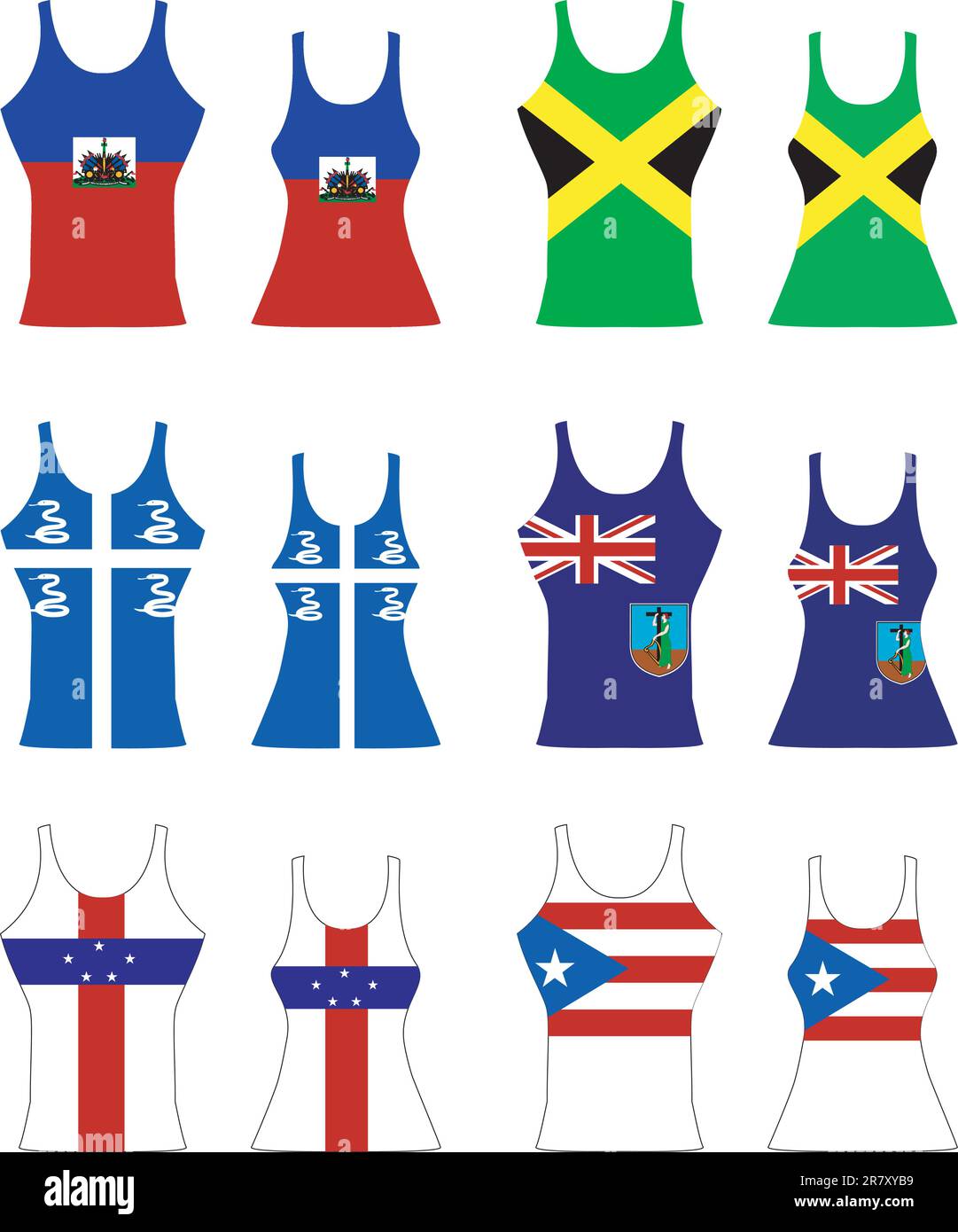 Vettore di llustration Caraibi Canotte per uomini e donne. Illustrazione Vettoriale