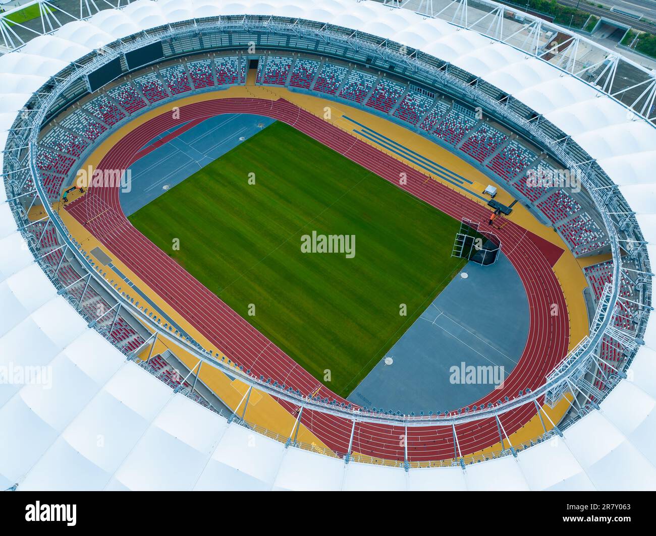 Centro Nazionale di Atletica a Budapest, Ungheria. Quest'area fa parte del distretto di Csepel nella capitale dell'Ungheria. Questo luogo ospite del mondo a. Foto Stock