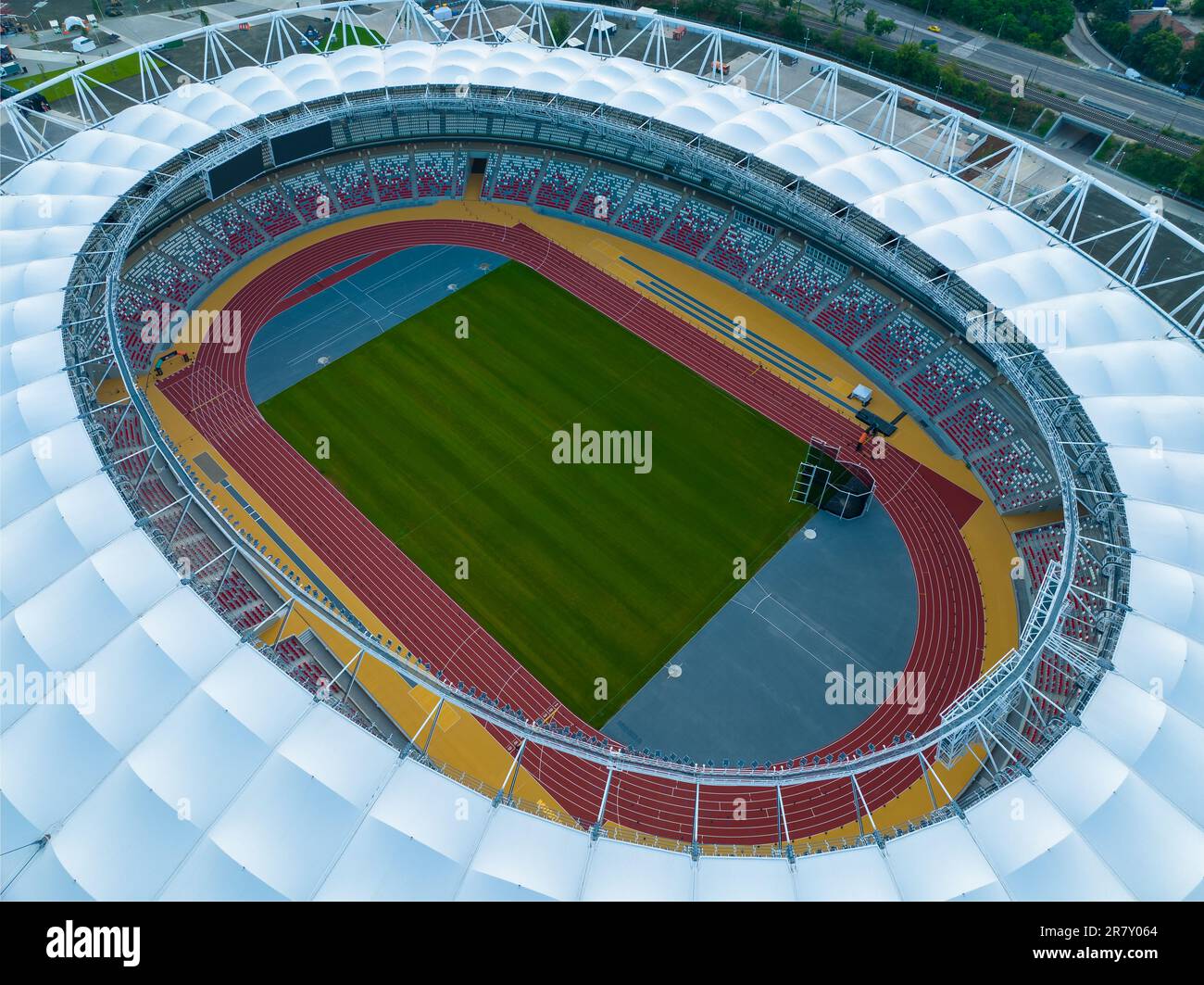 Centro Nazionale di Atletica a Budapest, Ungheria. Quest'area fa parte del distretto di Csepel nella capitale dell'Ungheria. Questo luogo ospite del mondo a. Foto Stock