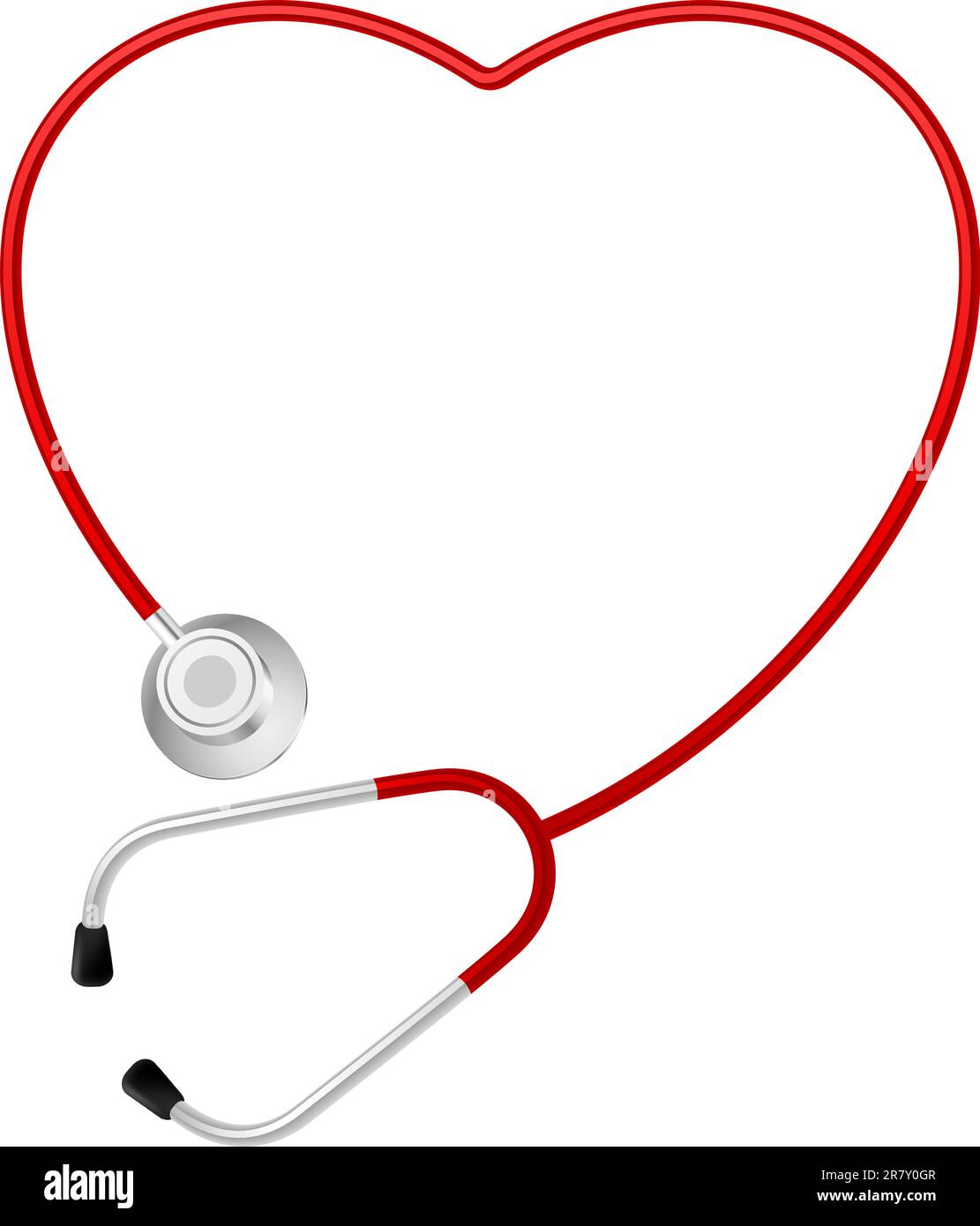 Stetoscopio simbolo del cuore. Immagine su sfondo bianco Illustrazione Vettoriale
