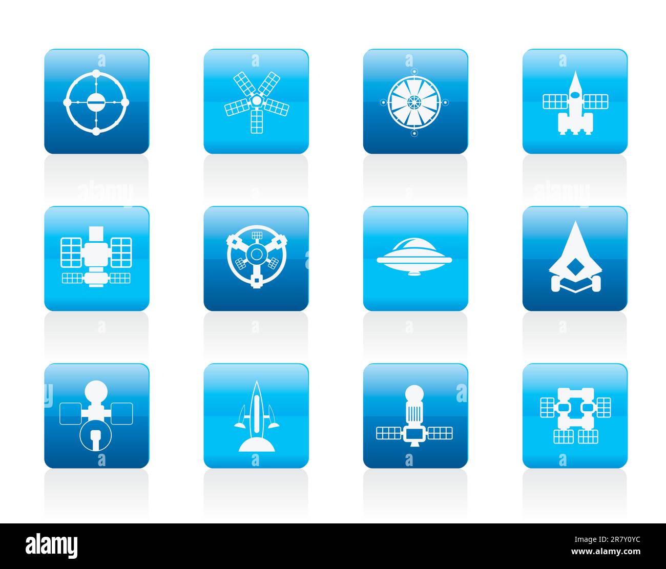 Diversi tipi di veicolo spaziale future icone - vettore icona impostare Illustrazione Vettoriale