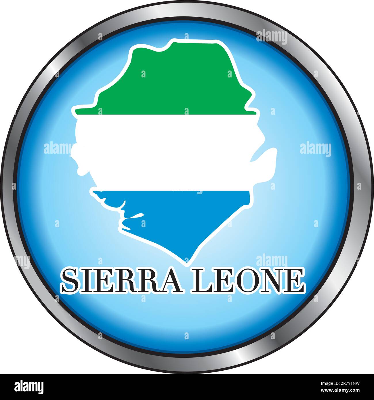 Illustrazione vettoriale per il paese di Sierra Leone Round Button. Illustrazione Vettoriale