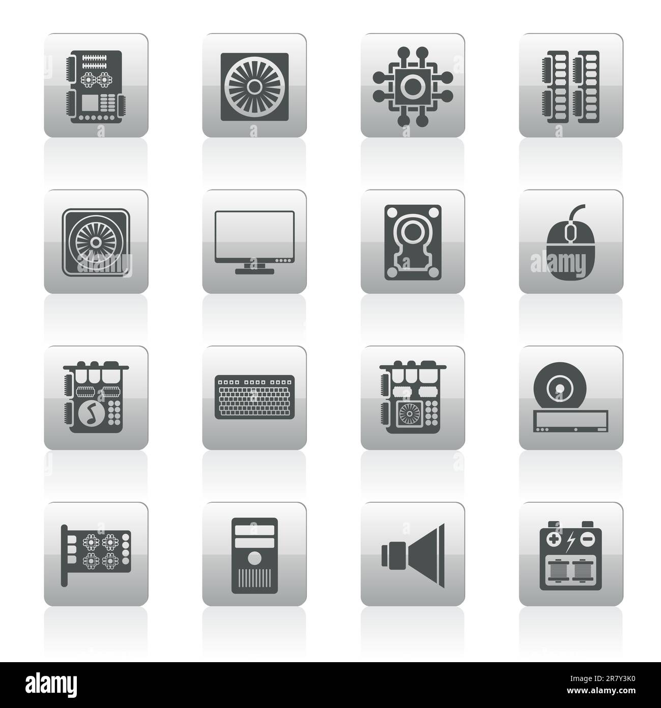 Le prestazioni del computer e apparecchiature icone - vettore icona impostare Illustrazione Vettoriale