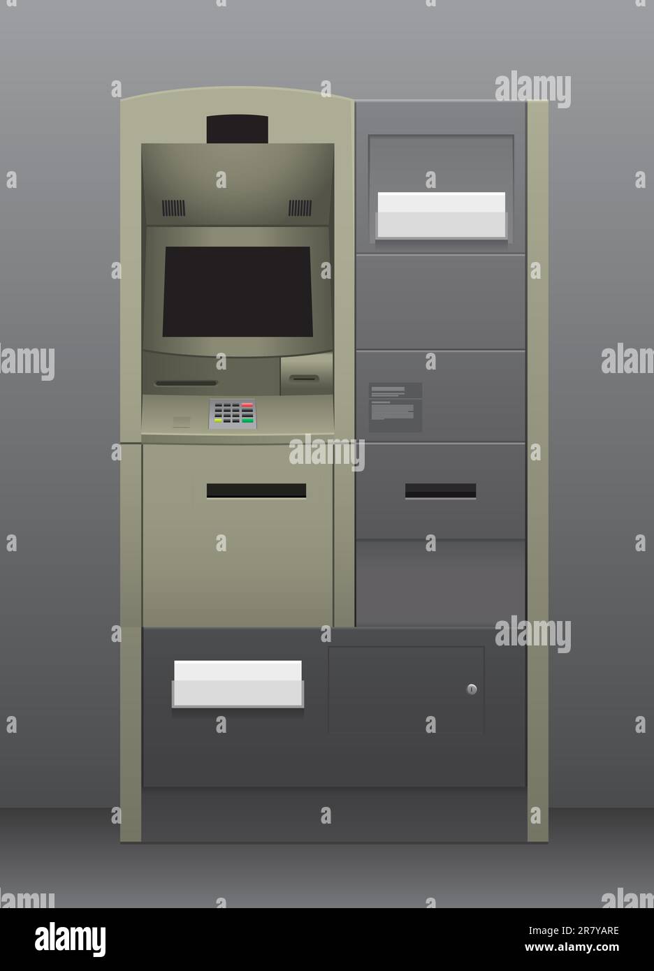 Bancomat automatico con interni grigi Illustrazione Vettoriale