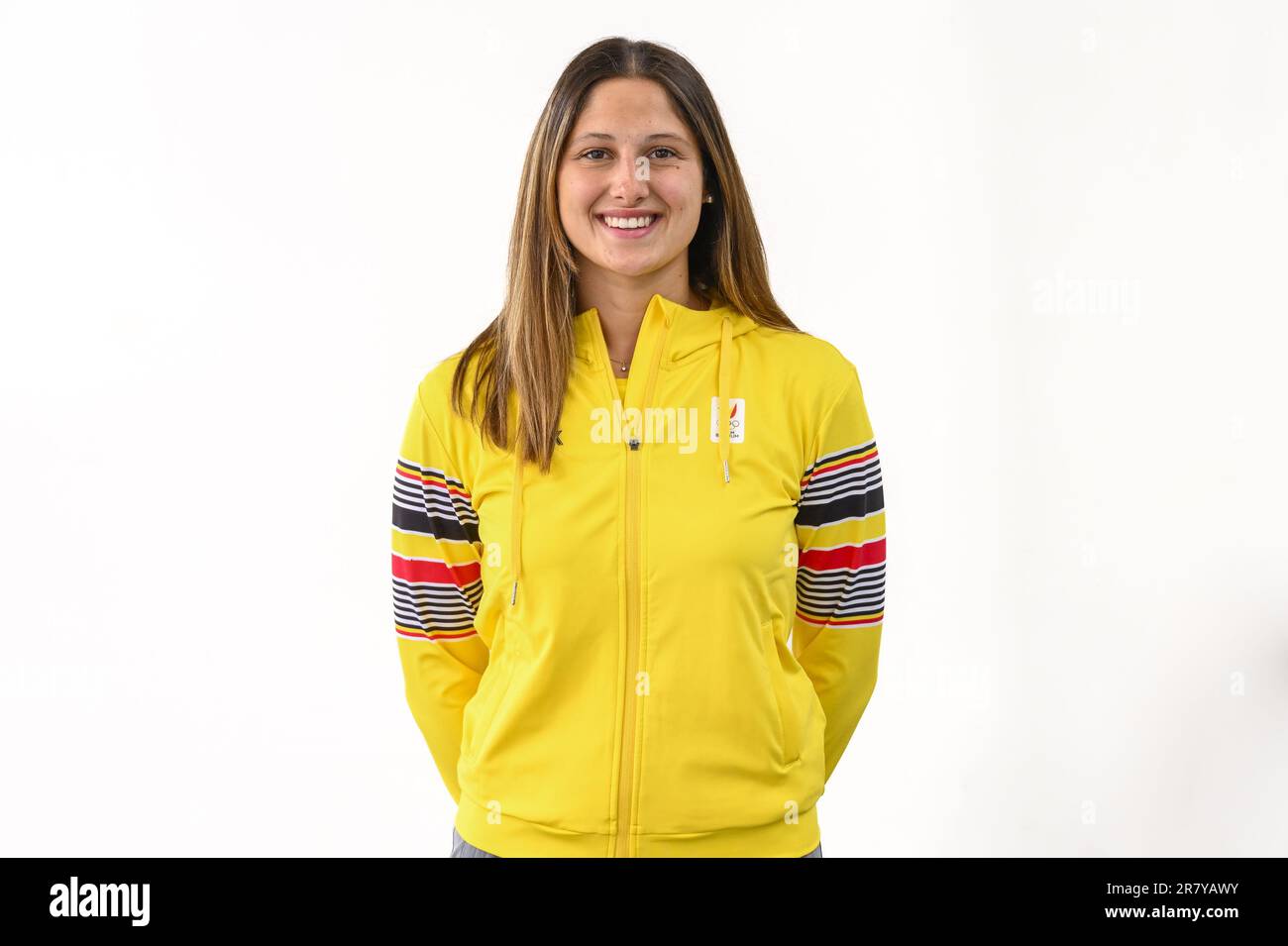 Zaventem, Belgio. 18th giugno, 2023. Il belga Lisa Ingenito si pone per il fotografo alla partenza degli atleti belgi per i Giochi europei in Polonia, domenica 18 giugno 2023 dall'aeroporto di Bruxelles a Zaventem. I Giochi europei del 3rd, conosciuti informalmente come Cracovia-Malopolska 2023, sono un evento sportivo internazionale in programma che si terrà dal 21 giugno al 02 luglio 2023 a Cracovia e Malopolska, Polonia. BELGA PHOTO LAURIE DIEFFEMBACQ Credit: Belga News Agency/Alamy Live News Foto Stock