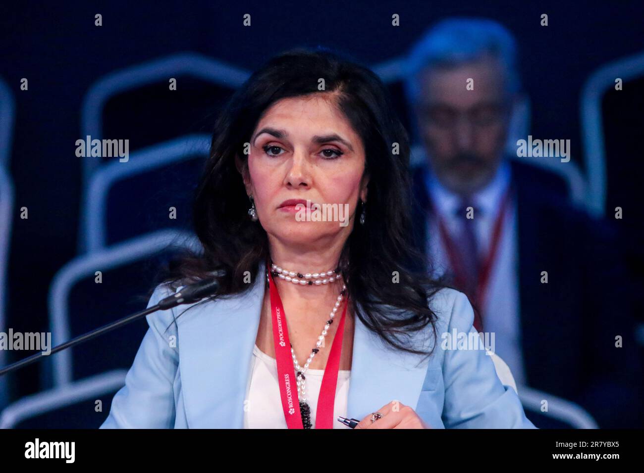 San Pietroburgo, Russia. 14th giugno, 2023. Oksana Drapkina, Direttore del Centro Nazionale di Ricerca Medica per la terapia e la Medicina preventiva del Ministero della Salute della Federazione Russa, partecipa a una sessione sugli Antibiotici e la sicurezza: Come possono gli Antibiotici rimanere efficaci? Nel quadro del St. Petersburg International Economic Forum 2023 (Credit Image: © Konstantinov/SOPA Images via ZUMA Press Wire) SOLO USO EDITORIALE! Non per USO commerciale! Foto Stock